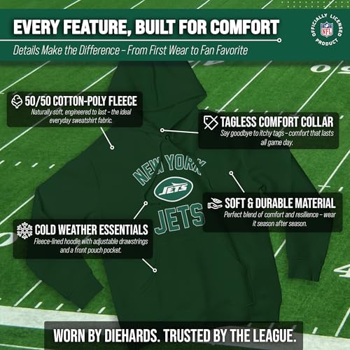 Image of Team Fan Apparel NFL Gameday Hoodie Pullover Sweatshirt for Men and Women | Officially licensed NFL Gameday fleece pullover - kangaroo pocket, ribbed cuffs, drawstring hood, unisex fit