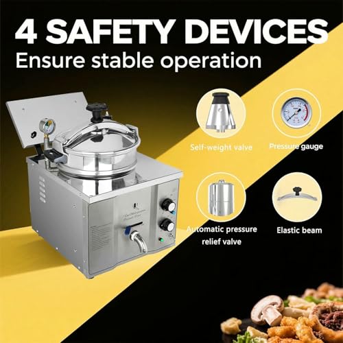 Image of Pressure Fried Chicken Machine ，Industrial deep fryer pressure cooker electric table top commercial chicken pressure fryer, Stainless Steel 3000W