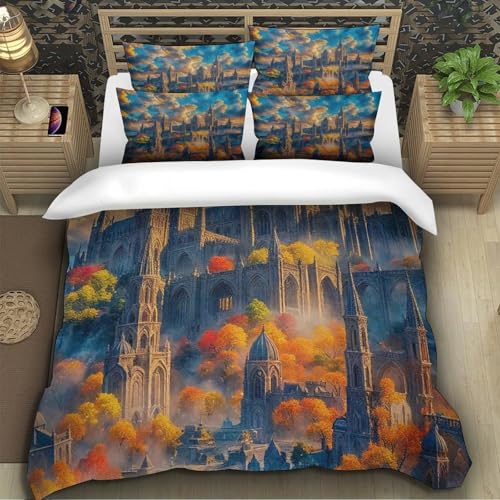 Linge de lit Château du rêve grand format 3D avec zip invisible
