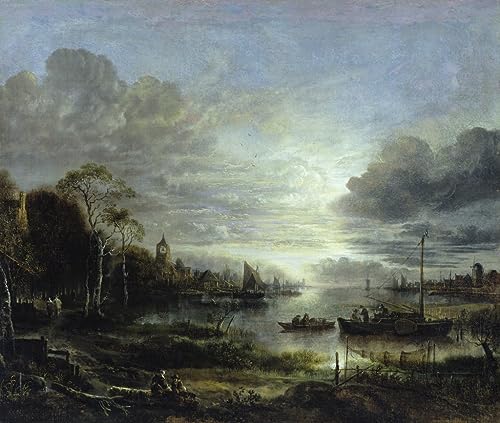 Peinture Paysage au clair de lune pour habiller un grand mur vide