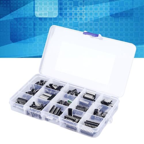 150 pces 10 tipos de chip de circuito integrado pino plano ic chips variedade ic chip soquete adapta