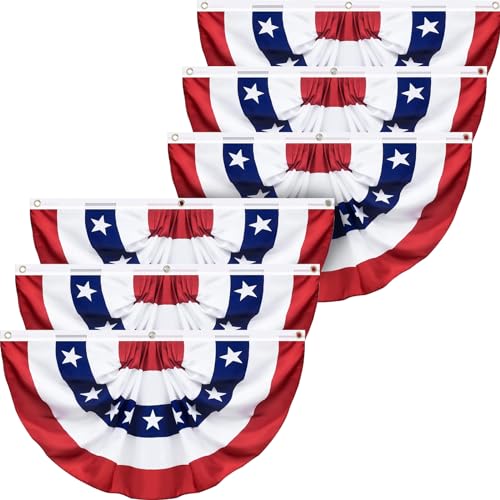 Bannière pour porche 4 juillet lot de 6 drapeaux plissés anti-décoloration pour jardin