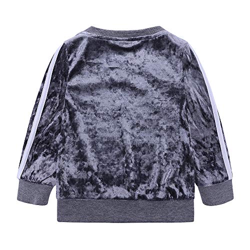 Image of Mary ye 2Pcs Fashion Toddler Baby Girl Velvet Sweatshirt Tops Pant Set Tracksuit