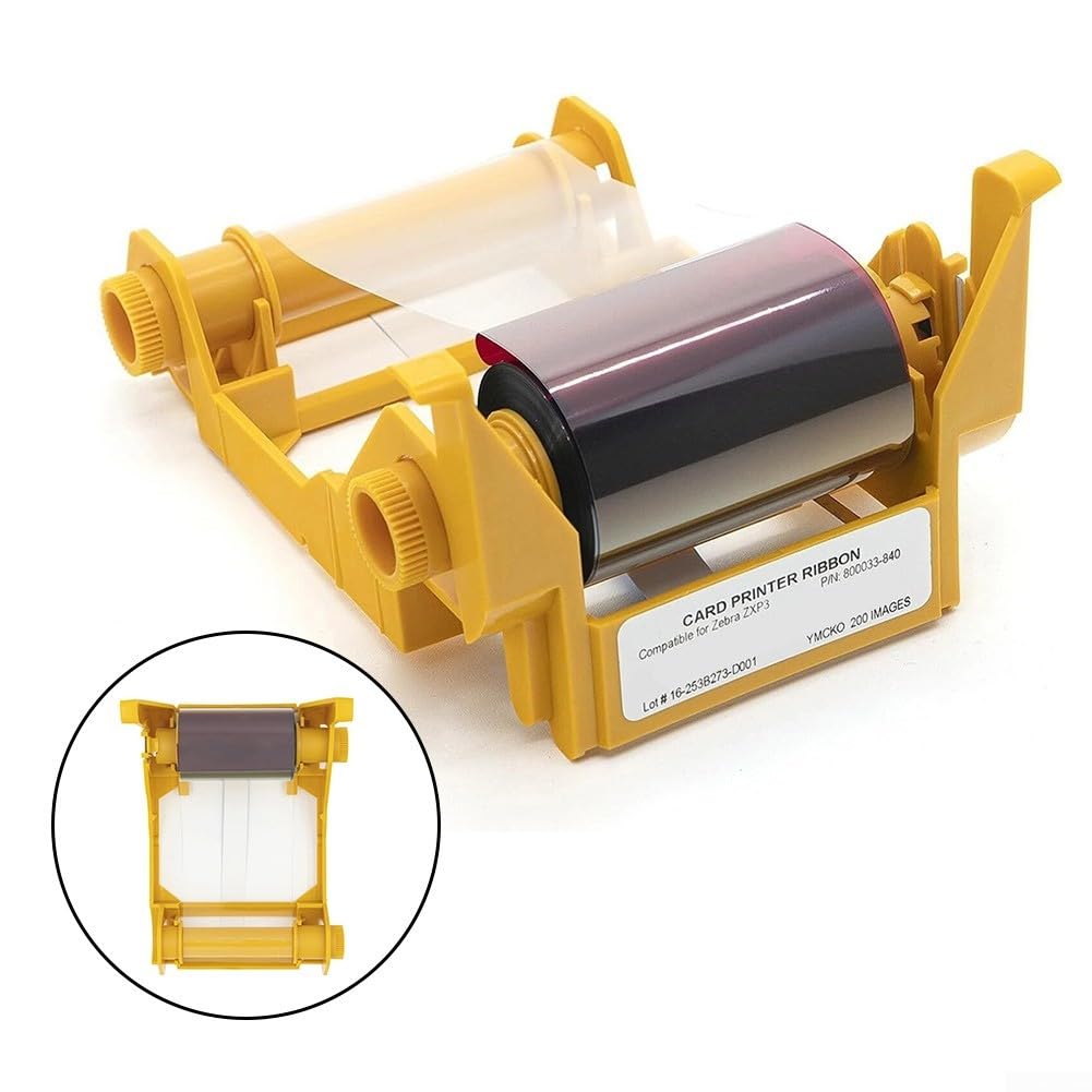 Cinta de color YMCKO 800033-840 para impresora Zebra ZXP Series 3, 200 impresiones, cinta de transferencia térmica para tarjeta de identificación con superposición protectora