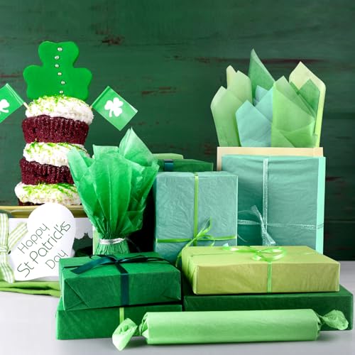 NACHLYNN 54 Sheets Green Tissue Paper Bulk Saint Patrick's Day Gift Wrapping Paper 14 x 20 inch Art Paper Crafts for Christmas Wedding Holiday Birthday Party Crafts Decorations - Thumbnail 5