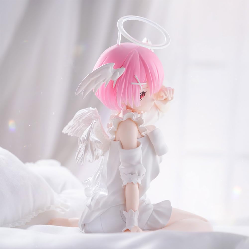 Anime Re:0 Figur Rem Statue, 13 cm Engel Uniform Rem Actionfigur sitzende Pose Modell PVC Cartoon Figur Sammlerstück Desktop Dekoration