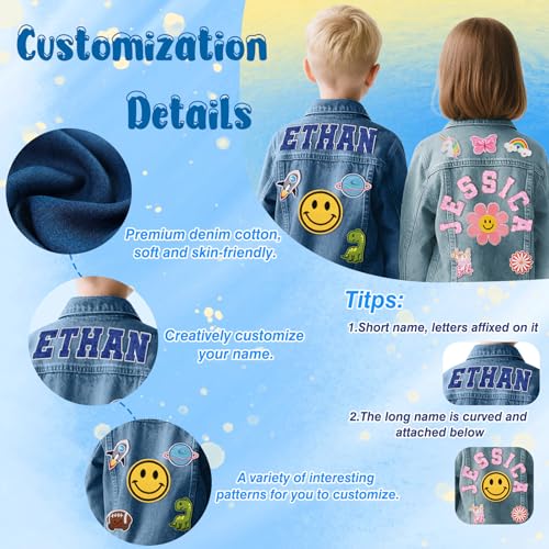 Personalized Jean Jacket for Girls Boys Custom Denim Jacket 1-12 Years Old Kids with Name, Back to School Outfits Birthday Gifts4