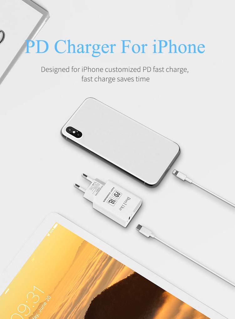 Handywest Doolike 18W Fast Charger Power Supply Type-C/PD Fast Charger USB Cable PD 3.0 USB C Power Charger Compatible for iPhone 11 11Pro 11Pro Max X XS XS MAX 8 8Plus for Huawei Samsung Xiaomi