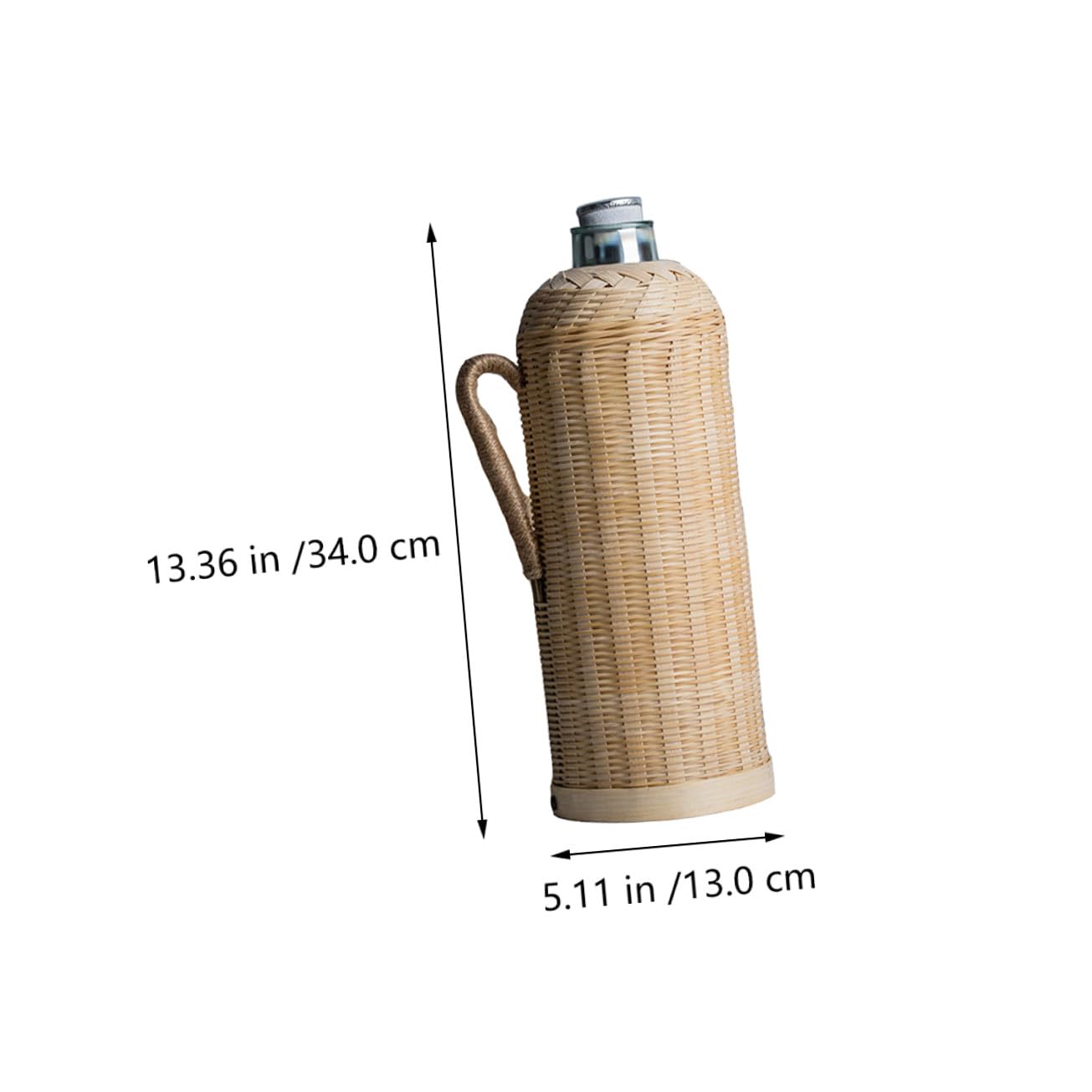 Bottiglia Termica 2l in Vetro e Bambù Rattan per Casa | Lavorazione Accurata, Stile Retrò, Adatta a Decorazione Domestica, per Appassionati di Tè