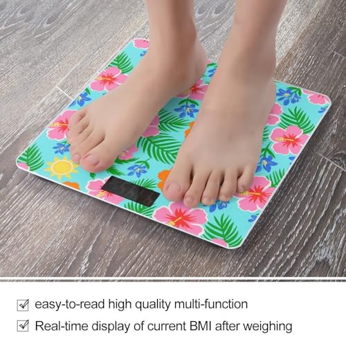 Báscula digital de baño con diseño floral tropical miniatura 5