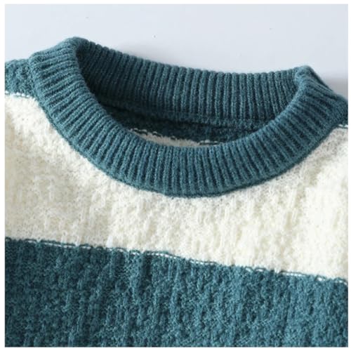 Men Long Sleeve Warm Knitted Sweater Men's Casual O-Neck Stripe Pullover Sweaters4