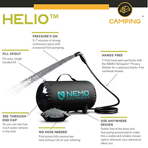 Nemo Equipment Helio Portable Pressure Camp Shower - 11 Liter - Black/Dark Verglas