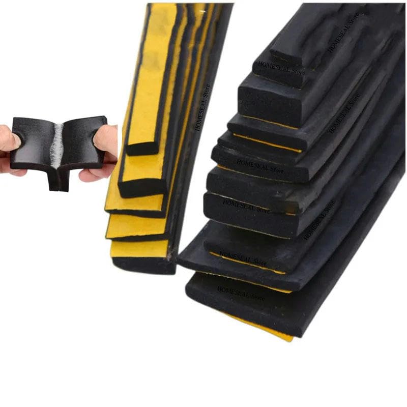 Tira de sellado de espuma plana E/P/D/M, fuerte adhesivo, sello de goma, cinta de espuma negra de un solo lado, junta de sellado de aislamiento anticolisión, 10 mm x 15 mm x 2 m