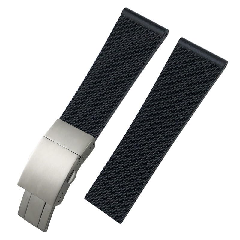 Bracelet montre silicone tressé noir 21mm pour les aventures en Avenger Blackbird