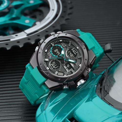 Image of V2A Styrke 5110 Analog Digital Watch for Men | Hybrid Multi Display Dial | Alarm Stopwatch Day Date 12 /24 Hr | TPU Strap | 30M Water Resistant