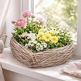 Cadre solide en bois de saule Dekoleidenschaft Pot de fleurs rustique en forme de cœur en osier et brindilles - Gris - Diamètre : 35 cm - Pot de fleurs rustique en forme de cœur - Pour balcon et jardin
