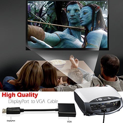 Image of ATEVON DisplayPort to VGA Adapter Cable - DP Male to VGA Female Video Converter for Monitor, Projector, HDTV, Compatible with Laptop, PC, Graphics Card, Supports Full HD 1080p (Black)