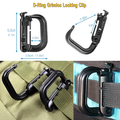 Kit de acessórios Molle de 32 peças, conjunto de acessórios de mochila tática com porta-chaves, clip