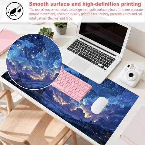 Image of Nuxovilar Dragon Starry Sky Large Mouse Pad Gaming Mouse Pad Polyester 11.8x31.4 Inches for Home, Gaming Room, Office, Mythical Decor for Fantasy Enthusiasts