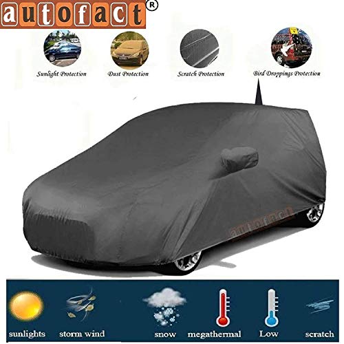 Image of Autofact Car Body Cover with Mirror Pockets Compatible for Hyundai I20 Active (Triple Stitched, Bottom Fully Elastic, Black Color)