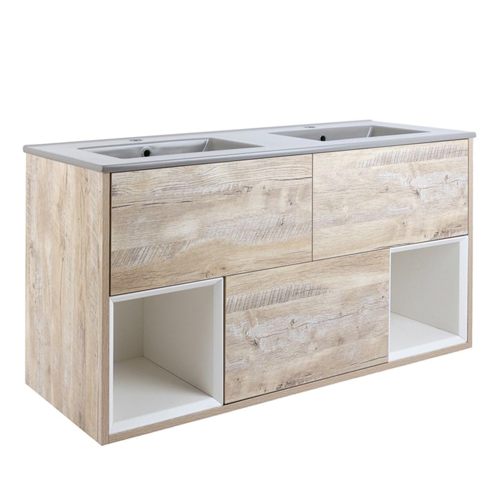 Milano Light Oak Unit / Pebble Basin Bexley Light Oak 1212Mm Wall Hung Bathroom Vanity Unit