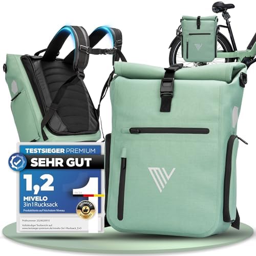MIVELO 3in1 Fahrradtasche für Gepäckträger I Rucksack