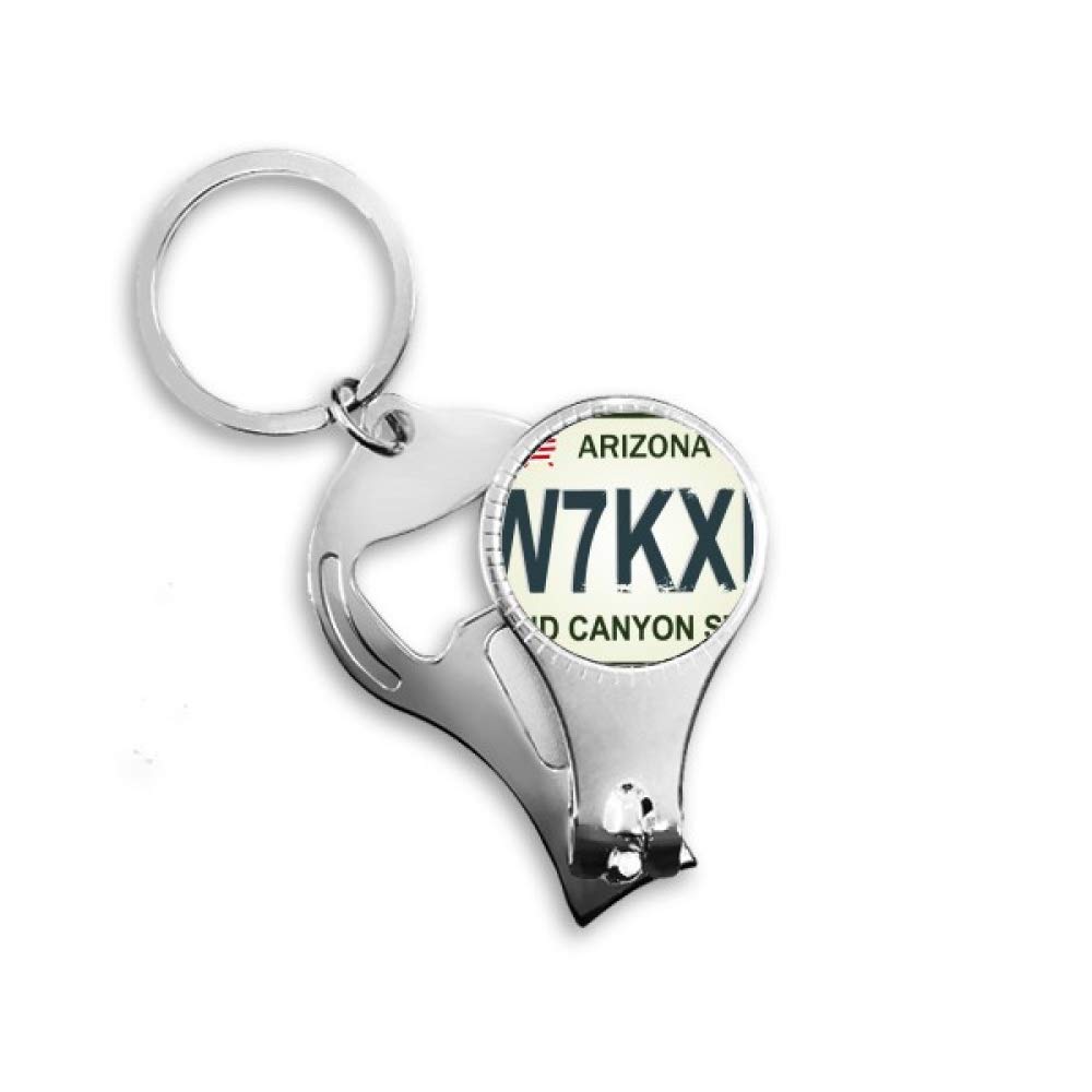American Car Licence Number Pattern Nail Nipper Ring Key Chain Bottle Opener Clipper