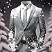 Men's Sport Coats and Blazers Sparkly Christmas Printed Lapel One Button Silm Fit Casual Suit Jackets Fashion Holiday Party Tops Xmas Ugly Jacket
