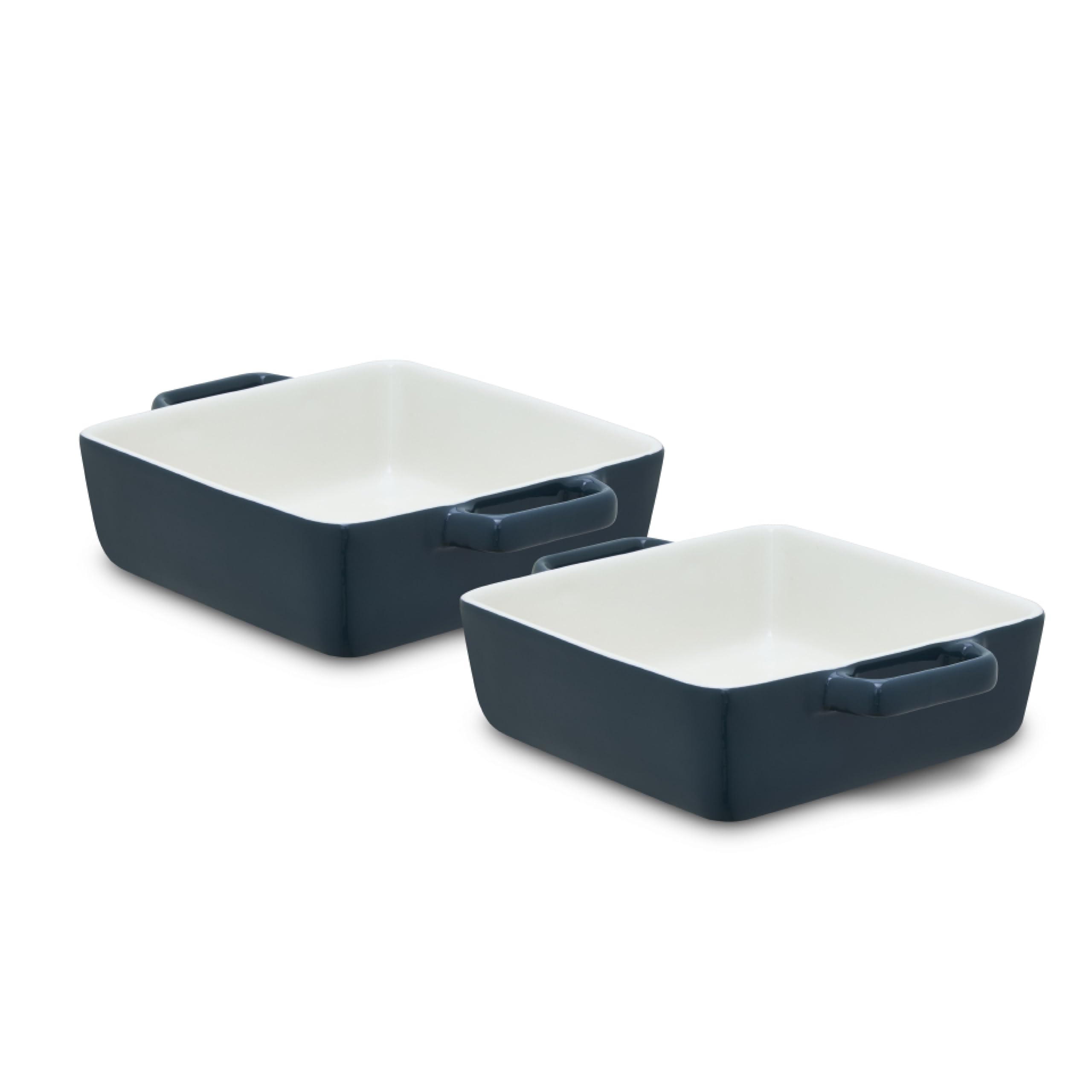 Barbary & Oak Nattura Set of Two 20.5cm Square Baking Dishes, Made from Strong Stoneware, Smooth Glaze Interior, Easy Grip Handles, Dishwasher Safe, Agave, BO875024AGV