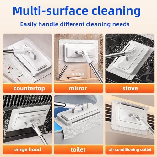 Image of Press Grip Mini Mop with a Mini Foldable Desktop Mop, Zero-Touch Gap Dust Cleaner with 39in Stick & Clip On Locking Head, Dry Wet Disposable Dust Mop for Kitchen Wall Bathroom Toilet Corners
