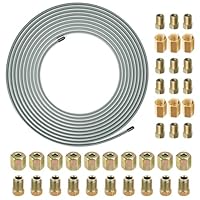 10 m Bremsleitung Ø 4,75mm (3/16) Set mit 6 Stk 4,75mm Bremsleitungsverbinder, 10Pcs M10 Verschraubungen & 10Pcs M10 Verbinder für Bremsleitung Bördel DIN/SAE Kupfer Verkupfertes Stahl Sortiment