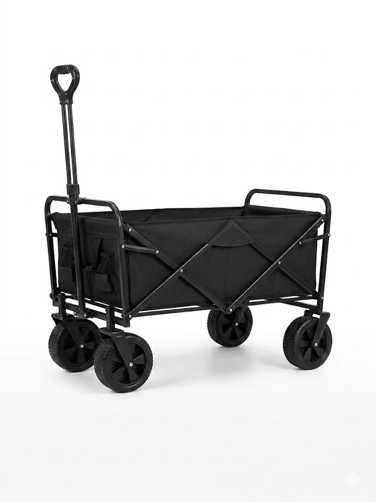 Hannah Katlanabilir El Arabası Wagon 100L | Ağır Hizmet Tekerlekli, Ergonomik Saplı, Çok Amaçlı Cepli | Kamp Plaj Alışveriş Bahçe Oxford Su Geçirmez Kumaş