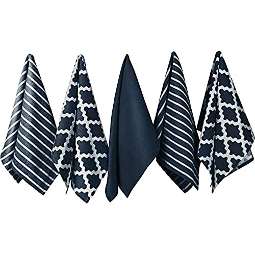 Penguin Home® Coton Torchon 5-Pièce Set, 65 cm Longueur x 45 cm Largeur, Marine Cover