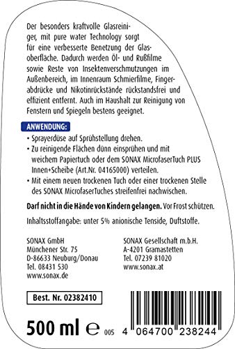 SONAX XTREME helder glas (500 ml) + 2x microvezeldoek plus binnen + ruit, de bijzonder krachtige glasreiniger zorgt voor… - Image 4