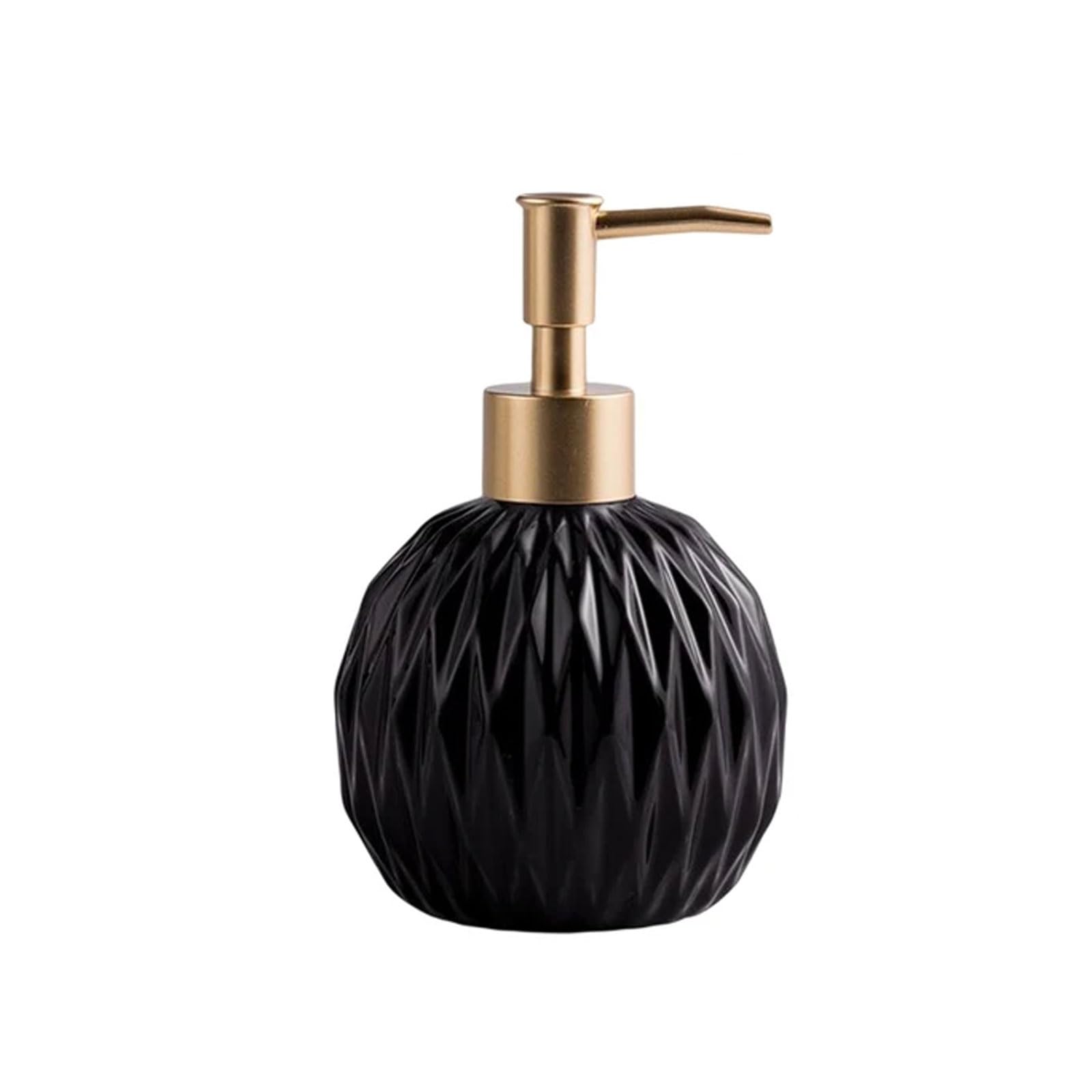 13.5oz Ceramic Soap Dispenser with Pump Round Refillable Lotion Bottle, Elegant Design, for Home Kitchen Bathroom(Nero)