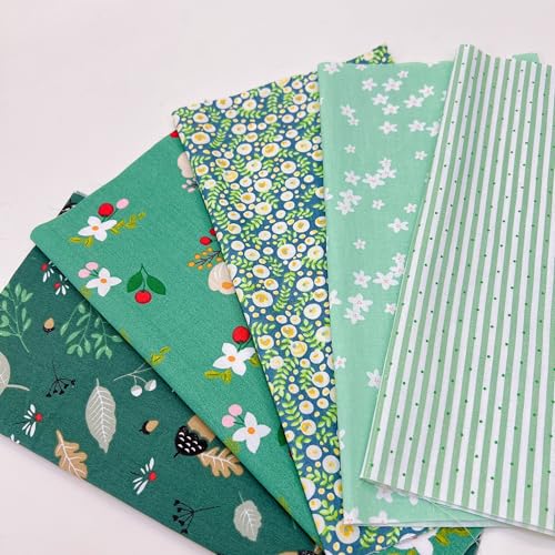 Image of Cotton Fabric DIY Making Supplies Quilting Patchwork Fabric Fat Quarter Bundles DIY for Quilting Cotton Patchwork Cushions (42pcs Green, 9.8 inch x 9.8 inch)