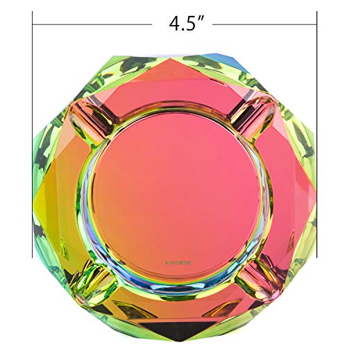 Kaforise Crystal Outdoors Indoors Cigarette Ashtray Ash Holder Case, Colorful Pattern Home Office Tabletop Beautiful Decoration Craft (Bling Bling 02) #TOP5