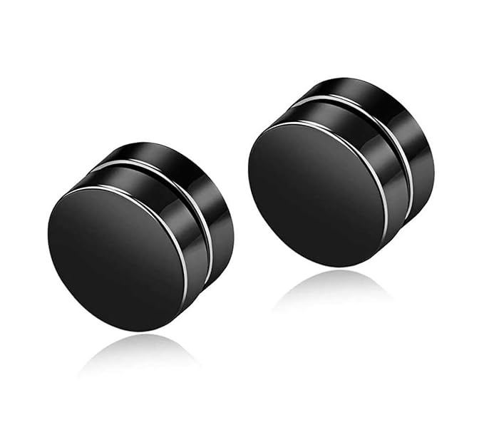 Desire Collection Magnetic Earring stainless steel Stud for men and boys (Black)