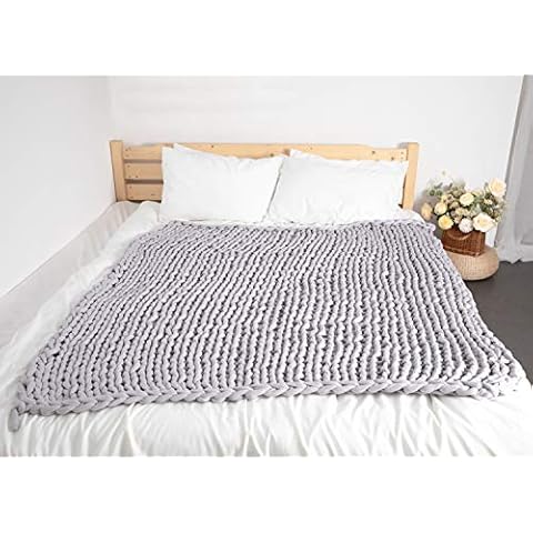clootess Weighted Blanket Chunky Knit Throw - Relax Cozy for Sofa Bed Home Decor (27 lbs Grey 60''x80'') Cover