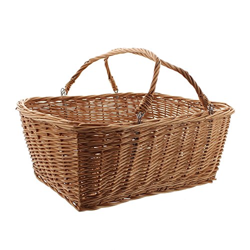 FRANK FLECHTWAREN Dekoleidenschaft, SB-Korb Eckig, 42 x 36 x 15 cm, stapelbar, ideal für das Gewerbe als Einkaufskorb,