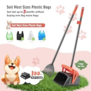 TIMINGILA 36" Pooper Scooper Swivel Bin & Rake with 100 Dog Poop Bags,Adjustable Long Handle for No-Bend Cleanup,Portable Non-Breakable Dog Poop Scooper for Large Medium Small Dogs TIMINGILA 36 Pooper Scooper Swivel Bin Rake with 100 Dog Poop BagsAdjustable Long Handle for No Bend CleanupPortable Non Breakable Dog Poop Scooper for Large Medium Small Dogs