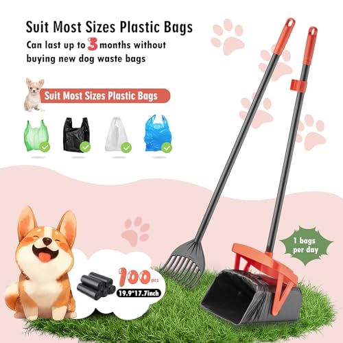 TIMINGILA-36-Pooper-Scooper-Swivel-Bin-Rake-with-100-Dog-Poop-BagsAdjustable-Long-Handle-for-No-Bend-CleanupPortable-Non-Breakable-Dog-Poop-Scooper-for-Large-Medium-Small-Dogs TIMINGILA 36 Pooper Scooper Swivel Bin Rake with 100 Dog Poop BagsAdjustable Long Handle for No Bend CleanupPortable Non Breakable Dog Poop Scooper for Large Medium Small Dogs