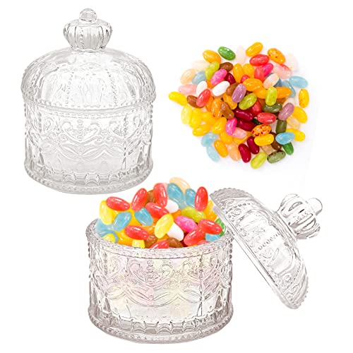 Lot de 2 Bocaux en Cristal Avec Couvercle Transparent - Sucrier et Récipient en Verre Décoratif pour Collations et Conservation