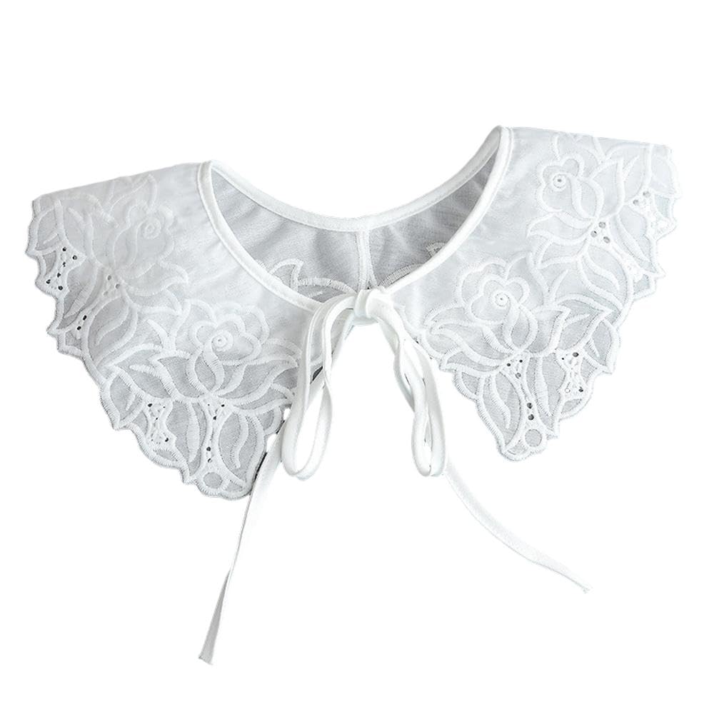 Detachable Fake Collar for Women Embroidery Mini Cape Collar Dickey Neck Ruff False Collar