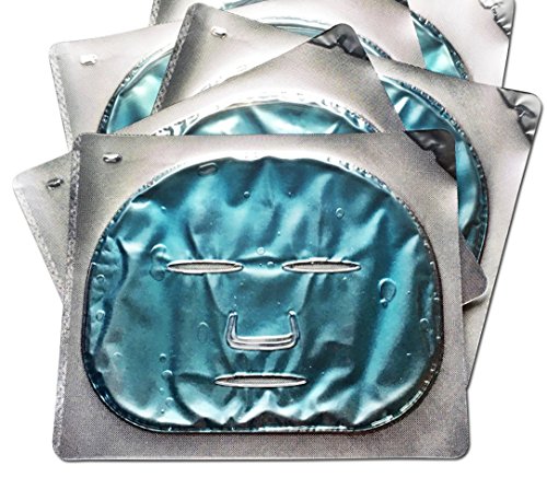 Hydrogel Collagen Mask with Aloe Vera and Green Tea (4 MASKS Spa-Quality); WHOLESALE Gel Facial Sheet Masks with Hyaluronic Acid & Collagen for Anti-Aging and Deep Moisturizing
