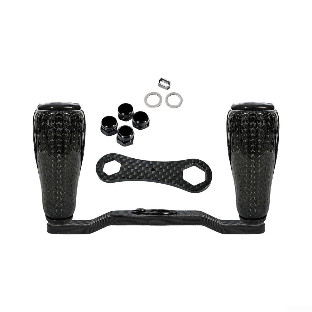 Peso leggero dell'interasse della maniglia 100mm della bobina della fibra | Interasse 100 mm, piastra spessa 5 mm, tessuto in carbonio leggero, adatto per mulinelli da baitcasting, finitura nera