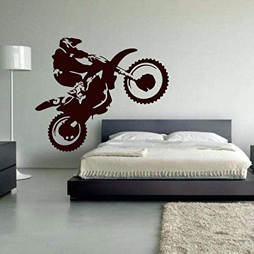 Motocross Vinyl Decal Motocicleta Motocicleta Wall Art Home Calcomanías Para Sala De Estar Cool Bedhead Sticker Para Niño 57X67Cm