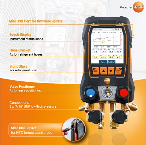 Labeled components of Testo 558s manifold gauge