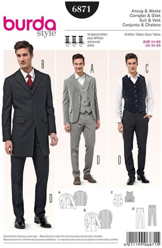Burda Sewing Pattern 6871 Suit & Vest