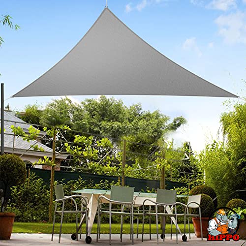 Image of HIPPO Triangle Shade Sail Affordable & Premium 150 GSM Sun Shade UV Block for Outdoor Car Parking Garden (Grey, 10FTX10FTX10FT)
